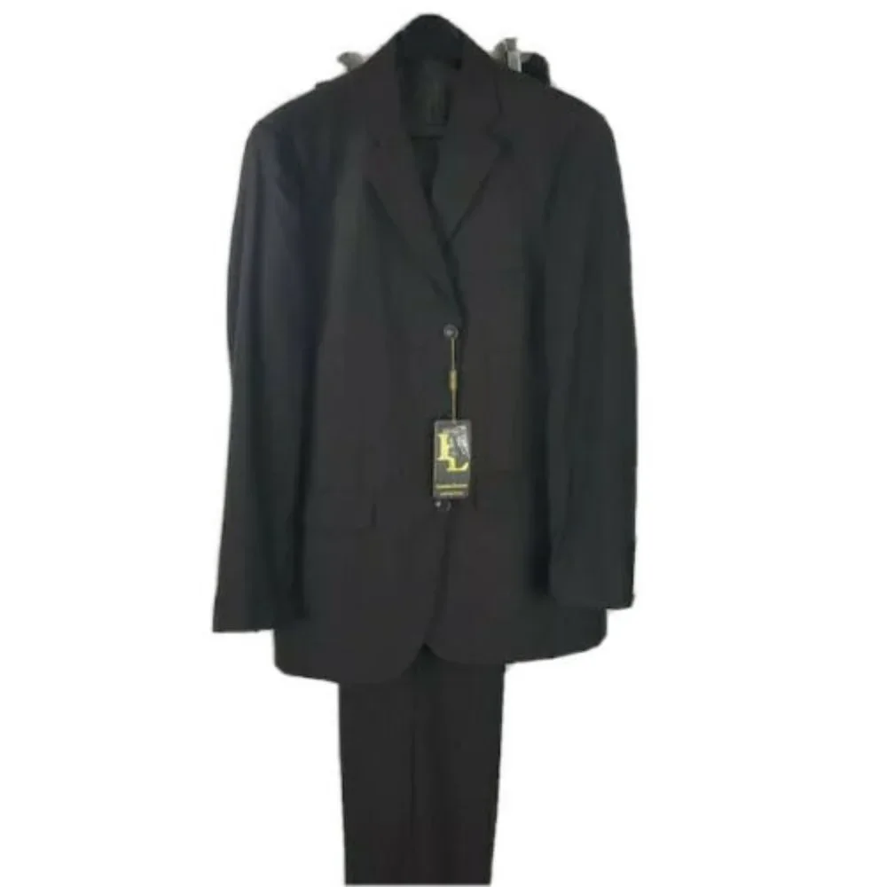 Lorenzo Luciano Men's Dark Brown Suit 3 Piece Pleated Pants Sizes 36R or 56R